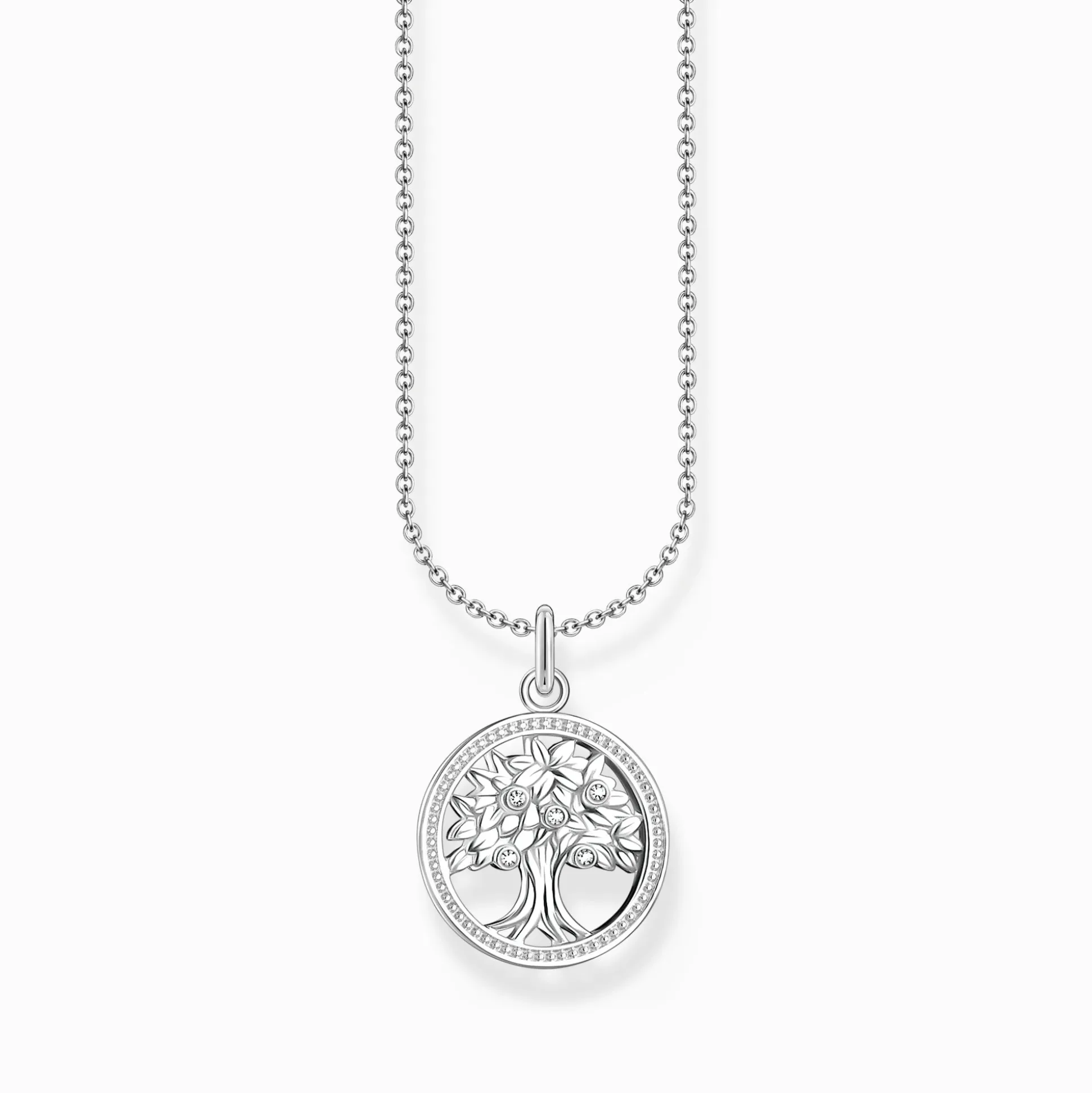 Fashion Kette mit Tree-of-Love-Anhänger und weißen Steinen Silber Damen Halsketten