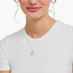 Fashion Kette mit Tree-of-Love-Anhänger und weißen Steinen Silber Damen Halsketten