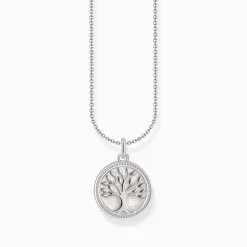 Online Kette mit Tree-of-Love-Anhänger und weißer Emaille Silber Damen Halsketten
