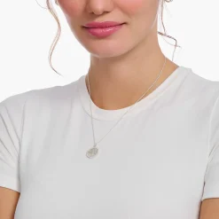 Online Kette mit Tree-of-Love-Anhänger und weißer Emaille Silber Damen Halsketten