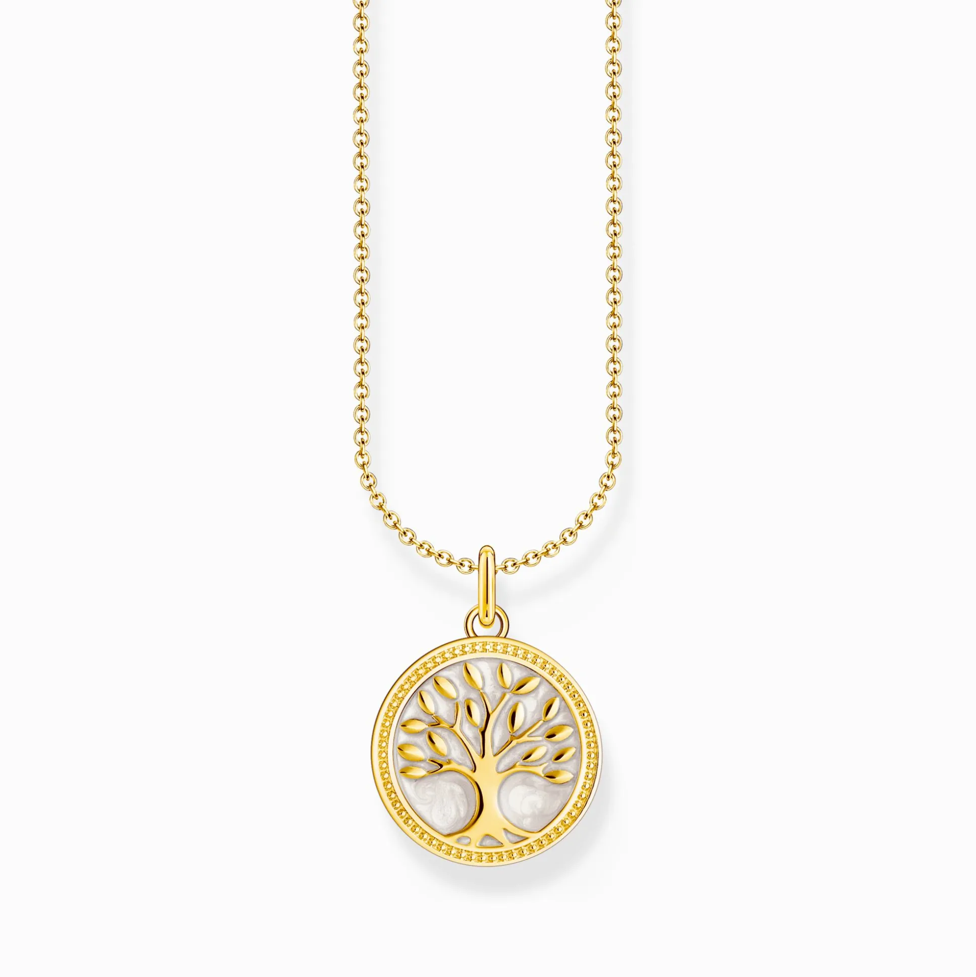 Store Kette mit Tree-of-Love-Anhänger und weißer Emaille vergoldet Damen Halsketten|18K Vergoldung - 925 Silber