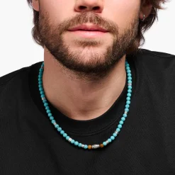 Flash Sale Kette mit türkisen Beads und Tigerauge-Beads Silber Damen Halsketten|Halsketten