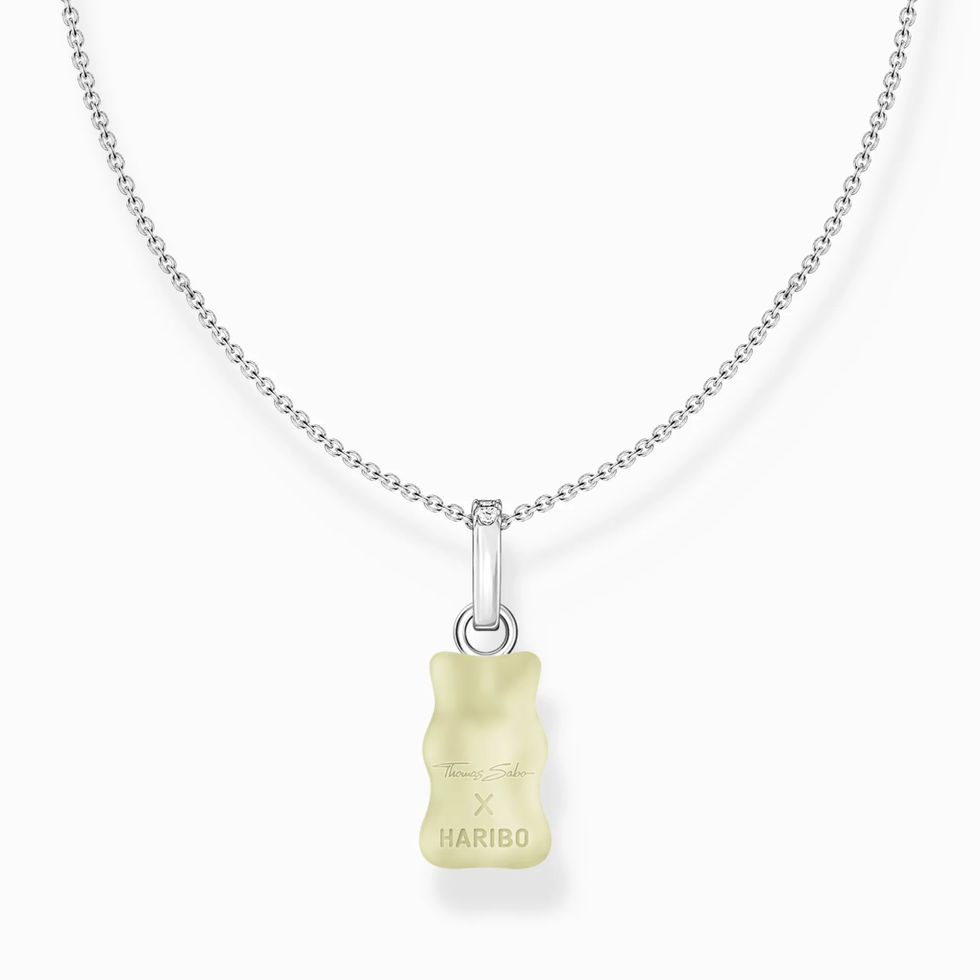 Discount Kette mit weißem Goldbären-Anhänger und Steinen Silber Damen Halsketten|925 Silber