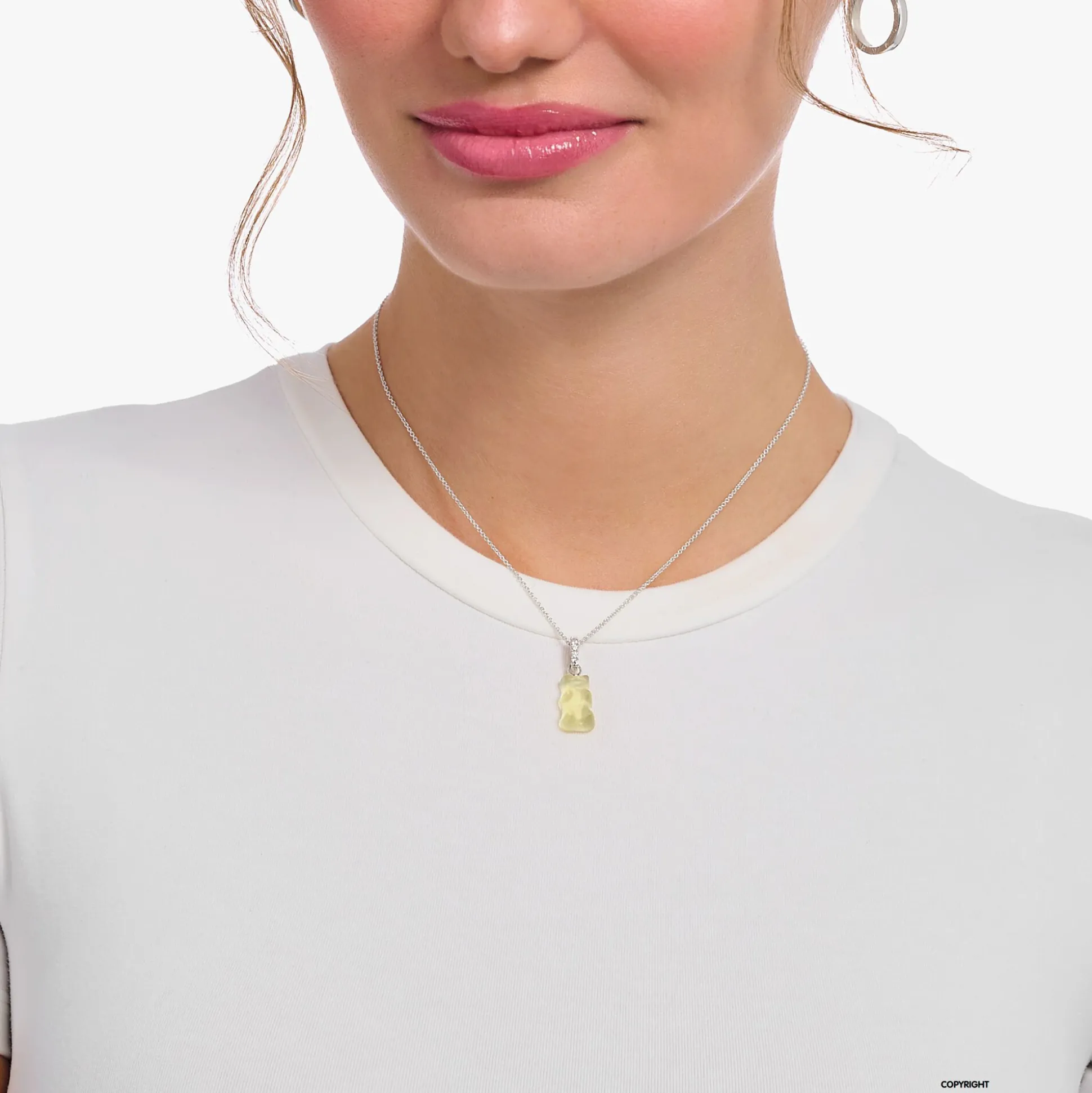 Discount Kette mit weißem Goldbären-Anhänger und Steinen Silber Damen Halsketten|925 Silber