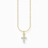 Flash Sale Kette mit weißem Kreuz-Anhänger vergoldet Damen Halsketten