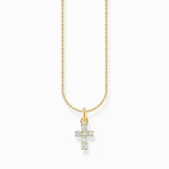 Flash Sale Kette mit weißem Kreuz-Anhänger vergoldet Damen Halsketten