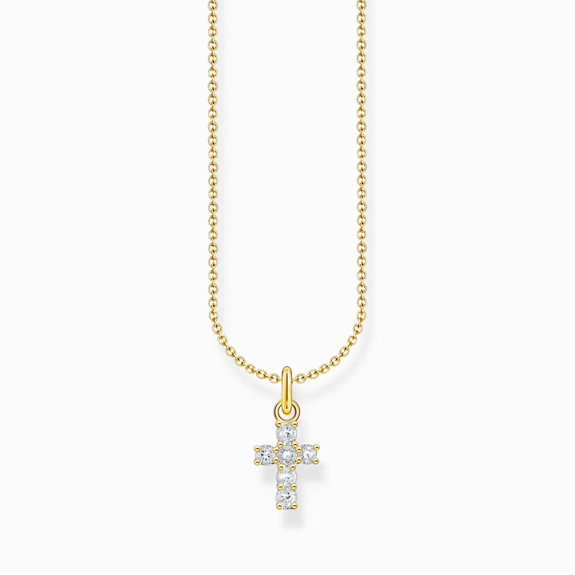 Flash Sale Kette mit weißem Kreuz-Anhänger vergoldet Damen Halsketten