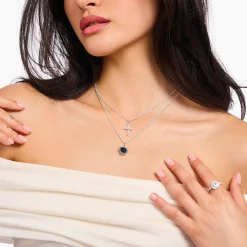 Sale Kette mit weißem Kreuzanhänger Cross Romance Silber Damen Halsketten|925 Silber
