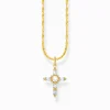 Fashion Kette mit weißem Kreuzanhänger Cross Romance vergoldet Damen Halsketten