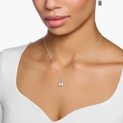 Hot Kette mit weißem Stein Silber Damen Halsketten