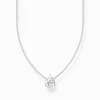 New Kette mit weißem Tropfen-Anhänger Silber Damen Halsketten