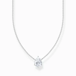 New Kette mit weißem Tropfen-Anhänger Silber Damen Halsketten