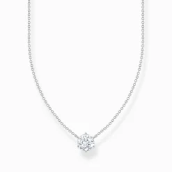 Fashion Kette mit weißem Zirkonia-Anhänger Silber Damen Halsketten|925 Silber