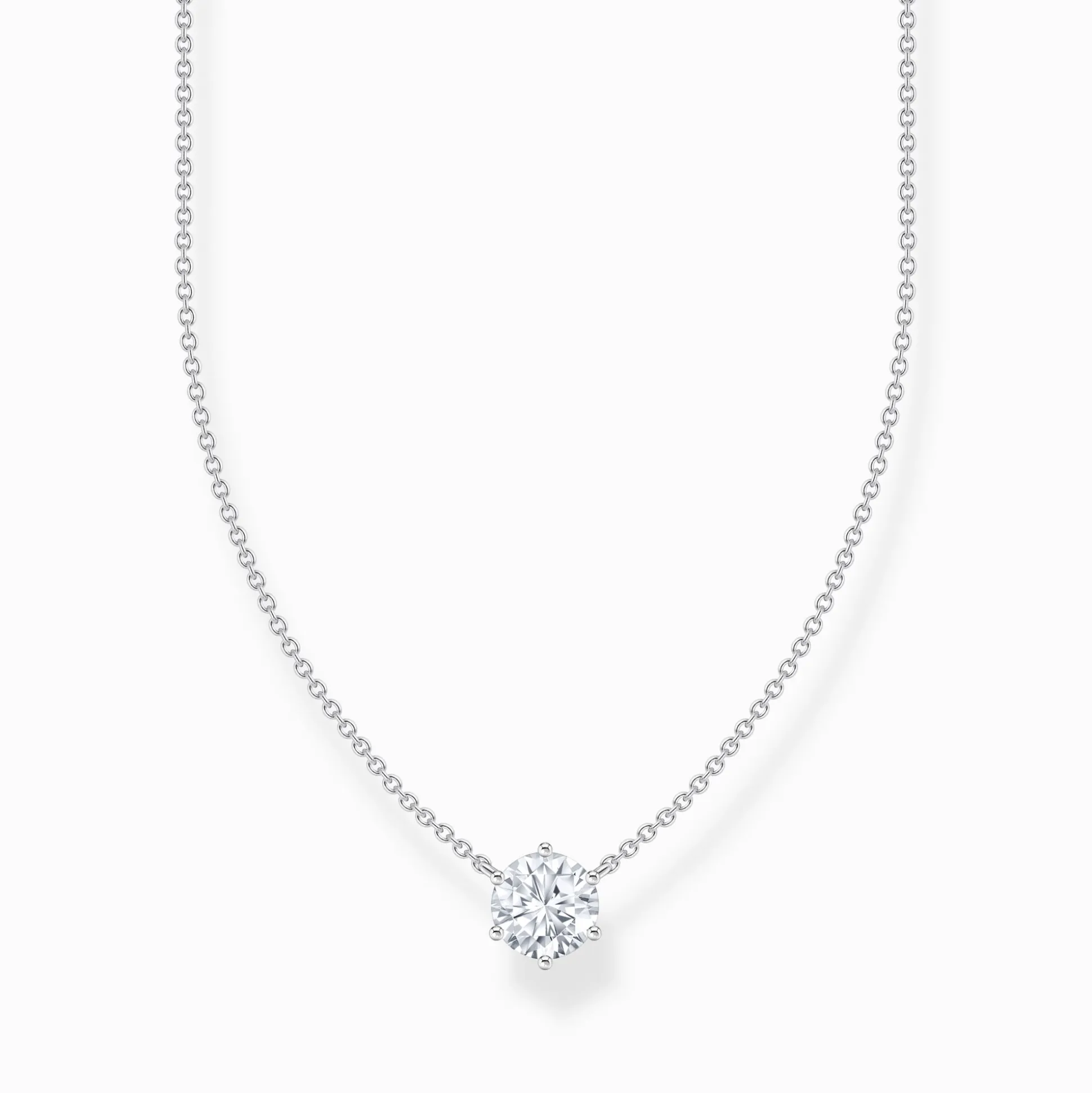 Fashion Kette mit weißem Zirkonia-Anhänger Silber Damen Halsketten|925 Silber