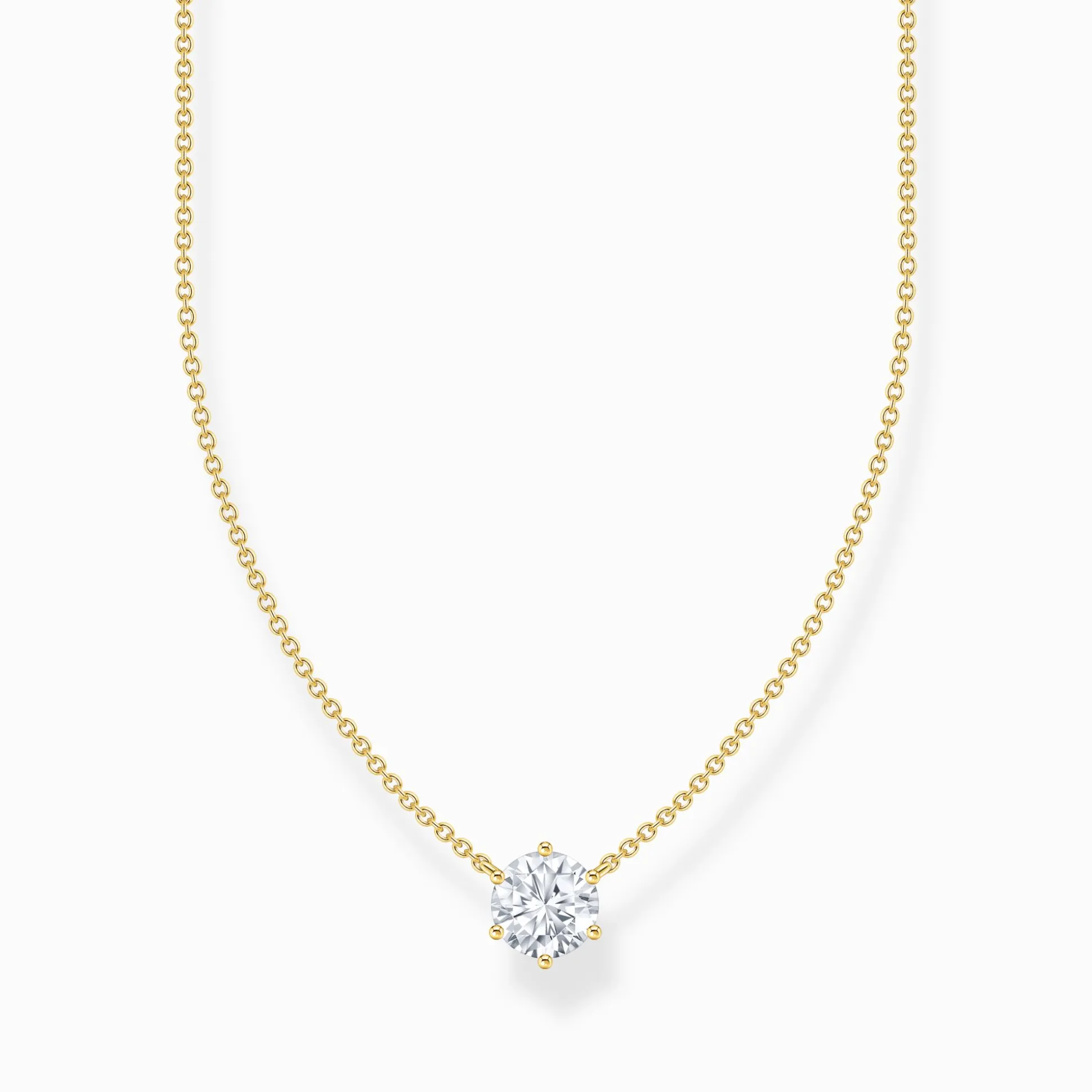 Hot Kette mit weißem Zirkonia-Anhänger vergoldet Damen Halsketten|18K Vergoldung - 925 Silber