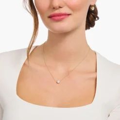 Hot Kette mit weißem Zirkonia-Anhänger vergoldet Damen Halsketten|18K Vergoldung - 925 Silber