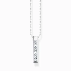 Fashion Kette mit weißen Steinen Silber Damen Halsketten
