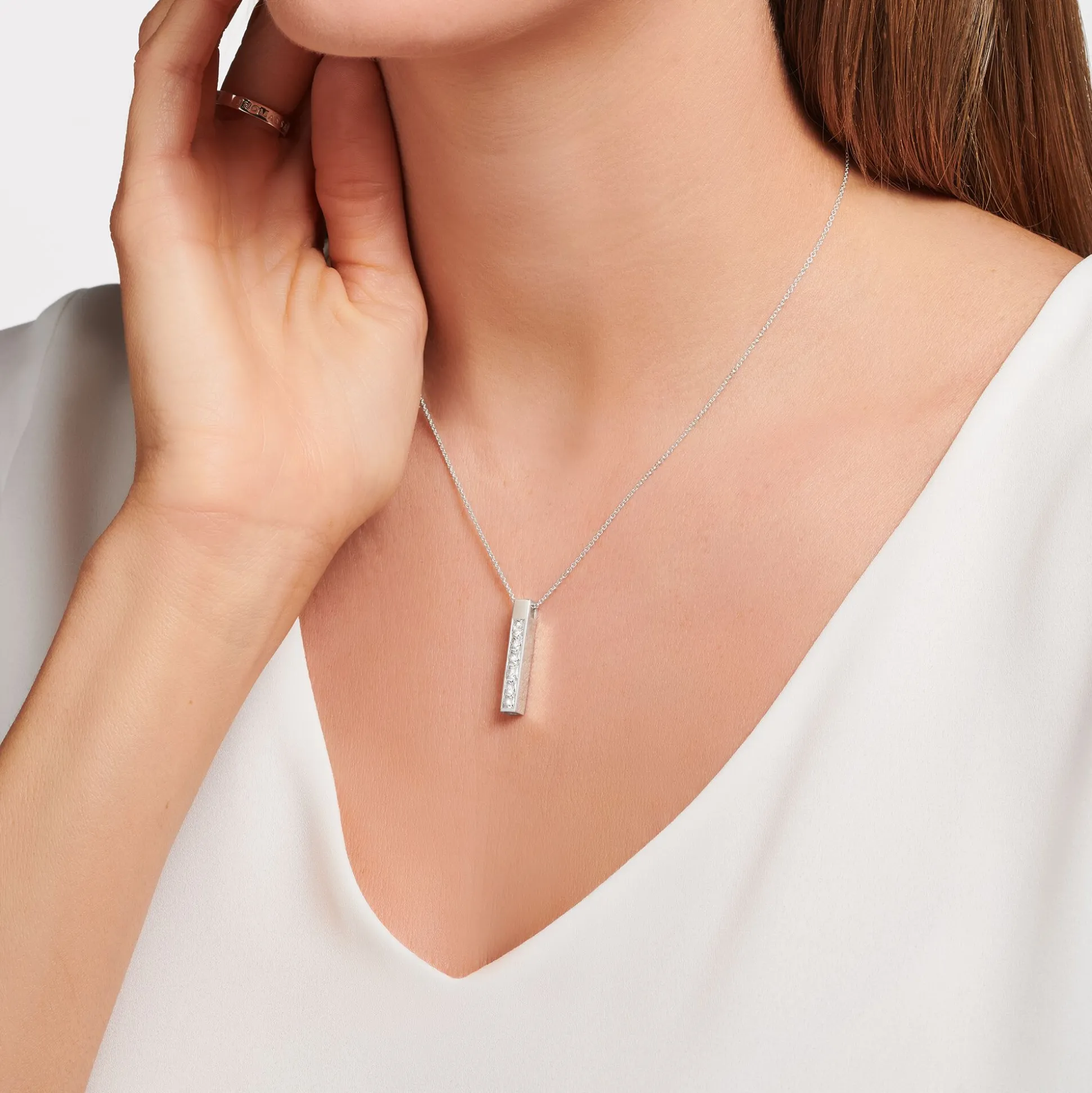 Fashion Kette mit weißen Steinen Silber Damen Halsketten