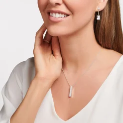 Fashion Kette mit weißen Steinen Silber Damen Halsketten