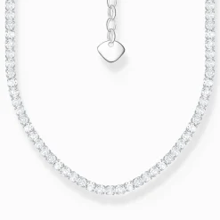 Clearance Kette mit weißen Steinen Silber Damen Halsketten