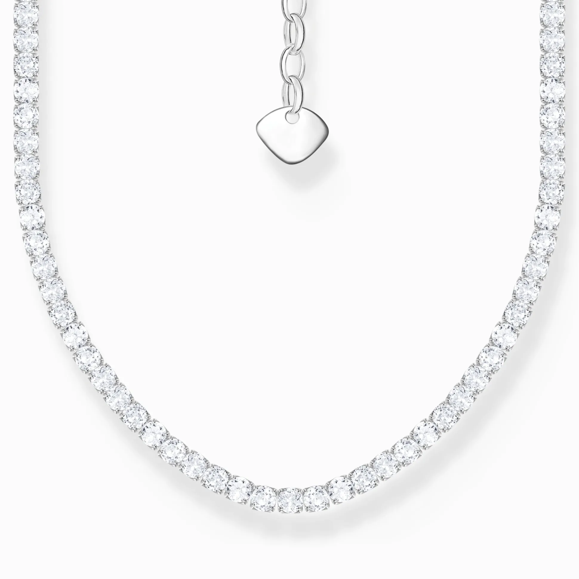 Clearance Kette mit weißen Steinen Silber Damen Halsketten