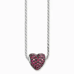 Cheap Kette rotes Pavéherz Damen Halsketten