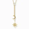 New Kette Stern und Mond gold Damen 18K Vergoldung - 925 Silber