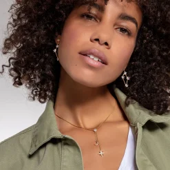 New Kette Stern und Mond gold Damen 18K Vergoldung - 925 Silber