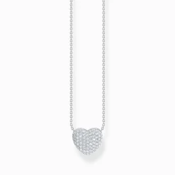 Sale Kette und Anhänger in Herzform mit weißen Steinen Silber Damen Halsketten|925 Silber