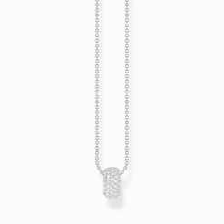Flash Sale Kette und Anhänger in Ringform mit weißen Steinen Silber Damen Halsketten|925 Silber