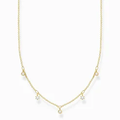 Sale Kette weiße Steine gold Damen Halsketten|18K Vergoldung - 925 Silber