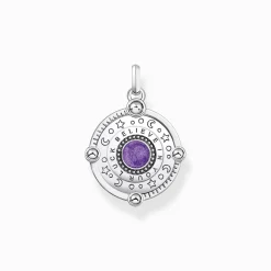 Clearance Kettenanhänger Auge mit kosmischen Details und bunten Steinen Silber geschwärzt Damen Anhänger|925 Silber