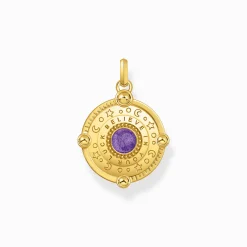 Clearance Kettenanhänger Auge mit kosmischen Details und bunten Steinen Silber vergoldet Damen Anhänger|18K Vergoldung - 925 Silber