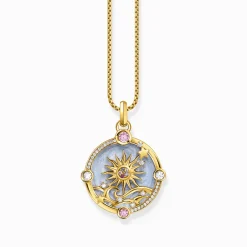 Cheap Kettenanhänger blau mit Sonne und bunten Steinen vergoldet Damen Anhänger|18K Vergoldung - 925 Silber