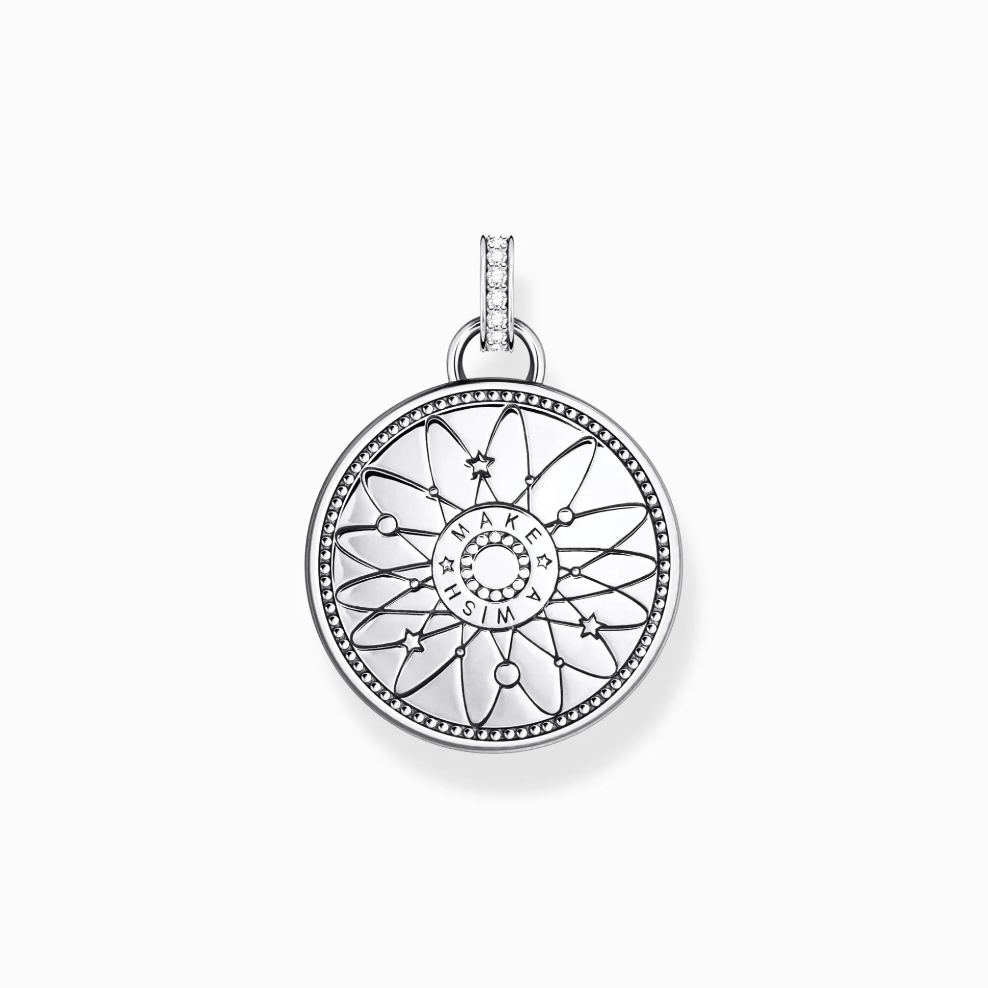 Store Kettenanhänger Glücksrad mit kosmischen Symbolen Silber Damen Anhänger|925 Silber