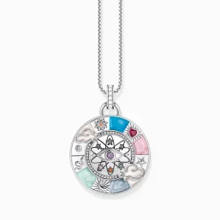 Store Kettenanhänger Glücksrad mit kosmischen Symbolen Silber Damen Anhänger|925 Silber