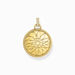 Outlet Kettenanhänger Glücksrad mit kosmischen Symbolen vergoldet Damen Anhänger|18K Vergoldung - 925 Silber