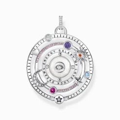 Discount Kettenanhänger Halbkugel mit Auge bunte Steine Silber geschwärzt Damen Anhänger|925 Silber