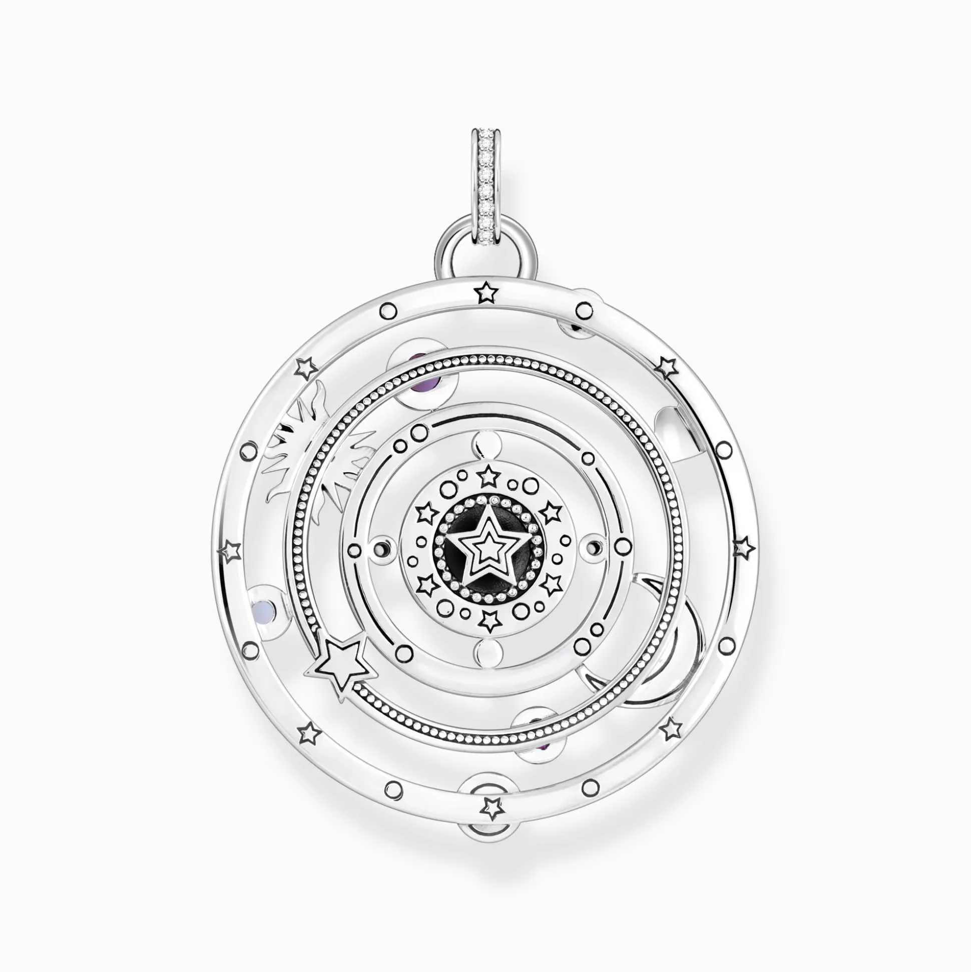 Discount Kettenanhänger Halbkugel mit Auge bunte Steine Silber geschwärzt Damen Anhänger|925 Silber