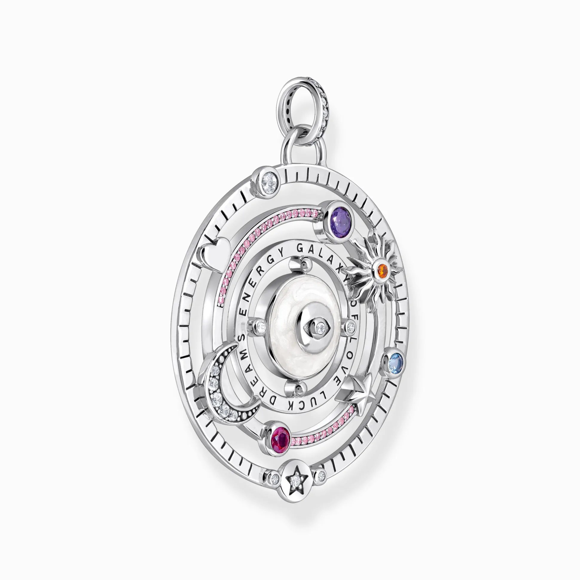 Discount Kettenanhänger Halbkugel mit Auge bunte Steine Silber geschwärzt Damen Anhänger|925 Silber