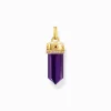 Shop Kettenanhänger mit facettierten imitierten Amethyst vergoldet Damen Anhänger|18K Vergoldung - 925 Silber