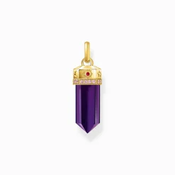 Shop Kettenanhänger mit facettierten imitierten Amethyst vergoldet Damen Anhänger|18K Vergoldung - 925 Silber