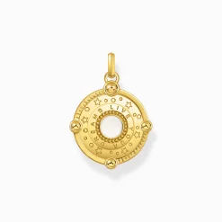 Best Sale Kettenanhänger mit Halbmond und bunten Steinen vergoldet Damen Anhänger|18K Vergoldung - 925 Silber