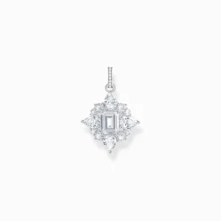 Fashion Kettenanhänger mit weißen Steinen Silber Damen Anhänger|925 Silber