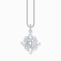 Fashion Kettenanhänger mit weißen Steinen Silber Damen Anhänger|925 Silber