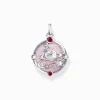 Flash Sale Kettenanhänger rosa mit Herzplaneten und Steinen Silber Damen Anhänger|925 Silber