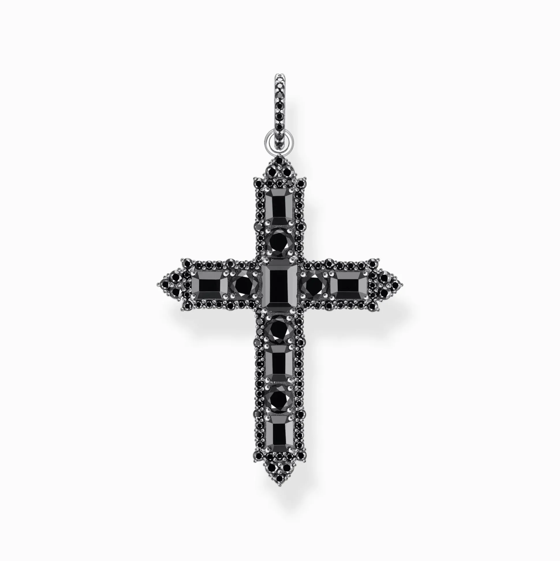 Clearance Kreuzanhänger mit schwarzen Steinen Silber geschwärzt Damen Anhänger|925 Silber