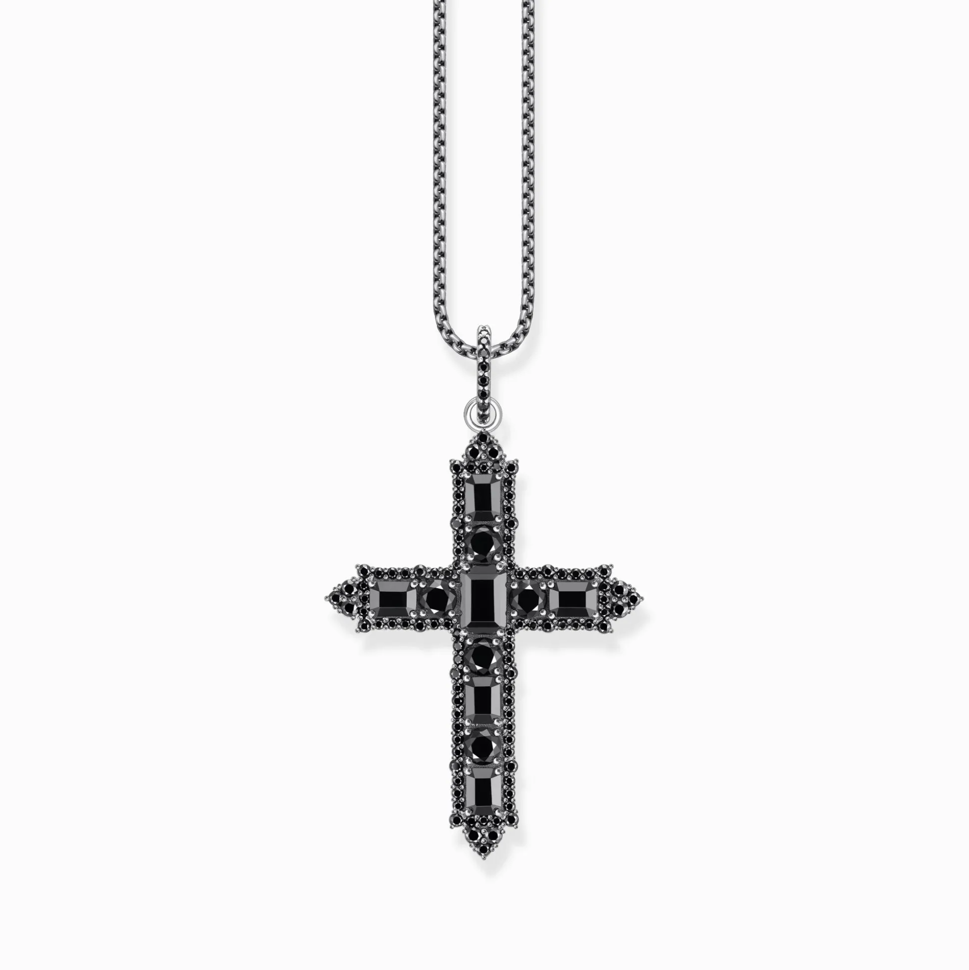 Clearance Kreuzanhänger mit schwarzen Steinen Silber geschwärzt Damen Anhänger|925 Silber