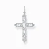Fashion Kreuzanhänger mit weißen Steinen Silber Damen Anhänger|925 Silber
