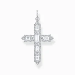 Fashion Kreuzanhänger mit weißen Steinen Silber Damen Anhänger|925 Silber